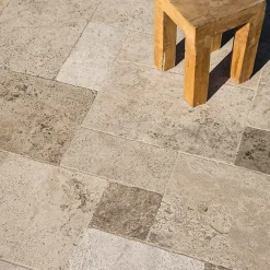 Ro'Ma Nature Carrelage Travertin Rustique Nuancé Opus 4 x1,2 cm - Intérieur et Extérieur (lot de 1,48 m² soit 2 paquets) -- Travertin