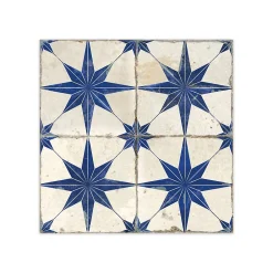 Ro'Ma Carrelage Carrelage Sol Effet Carreaux De Ciment<Carrelage Vintage effet Carreau ciment 3D Etoile Bleue et Fond Blanc 45x45x0,95 cm Sparta - Sol et mur intérieur - RO'MA CARRELAG