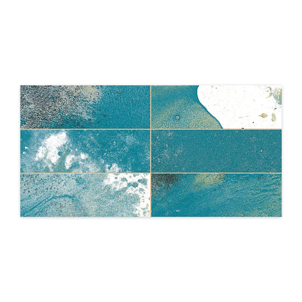 Ro'Ma Carrelage Carrelage Vintage effet Zellige Bleu/Vert 40x20x1,03 cm Atelora - Mur intérieur -- Carrelage Mural Uni