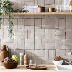 Ro'Ma Nature Carrelage Zellige Marocain Gris de lin 5x15 cm (vendu par 1 m²) -- Faïence Pour Pièce À Vivre|Faïence Pour Douche