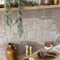 Ro'Ma Nature Carrelage Zellige Marocain Gris de lin 5x15 cm (vendu par 1 m²) -- Faïence Pour Pièce À Vivre|Faïence Pour Douche