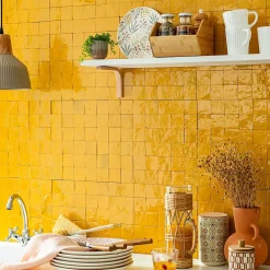 Ro'Ma Nature Faïence Pour Cuisine<Carrelage Zellige Marocain Jaune Moutarde 5x5 cm (vendu par plaque de 30x30 cm soit 0,09 m²) -