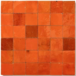 Ro'Ma Nature Faïence Pour Douche<Carrelage Zellige Marocain Orange Pétillant 5x5 cm (vendu par plaque de 30x30 cm soit 0,09 m²) -