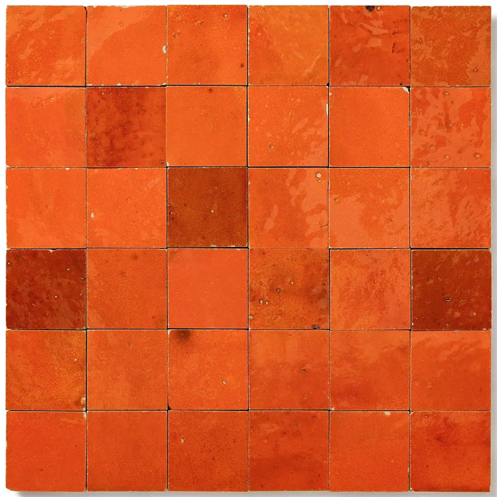 Ro'Ma Nature Faïence Pour Douche<Carrelage Zellige Marocain Orange Pétillant 5x5 cm (vendu par plaque de 30x30 cm soit 0,09 m²) -