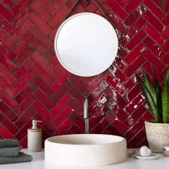 Ro'Ma Nature Faïence Pour Douche<Carrelage Zellige Marocain Rouge Pétillant 5x15 cm (vendu par 1 m²) -