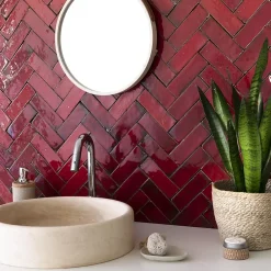 Ro'Ma Nature Faïence Pour Douche<Carrelage Zellige Marocain Rouge Pétillant 5x15 cm (vendu par 1 m²) -