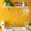 Ro'Ma Nature Carrelage Zellige Marocain Jaune Moutarde 10x10 cm (vendu par 1 m²) -- Faïence Pour Cuisine