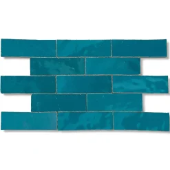 Ro'Ma Nature Carrelage Zellige Marocain Bleu Turquoise 5x15 cm (vendu par 1 m²) -- Faïence Pour Salle De Bains