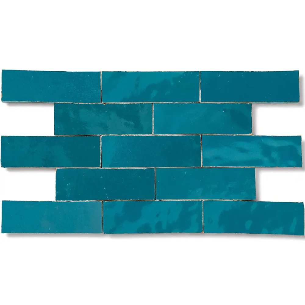 Ro'Ma Nature Carrelage Zellige Marocain Bleu Turquoise 5x15 cm (vendu par 1 m²) -- Faïence Pour Salle De Bains