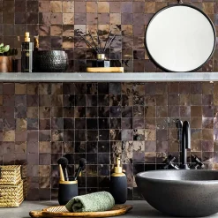 Ro'Ma Nature Faïence Pour Salle De Bains|Faïence Pour Douche<Carrelage Zellige Marocain Bronze 5x5 cm (vendu par plaque de 30x30 cm soit 0,09 m²) -
