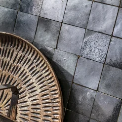 Ro'Ma Nature Carrelage Zellige Marocain Noir Métal 5x5 cm (vendu par plaque de 30x30 cm soit 0,09 m²) -- Faïence Pour Salle De Bains|Faïence Pour Pièce À Vivre