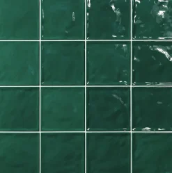 Tinker Carrelage Zellige Pompei vert Brillant 15x15 cm- Carrelage Mural Uni|Carrelage Mural Pour Cuisine