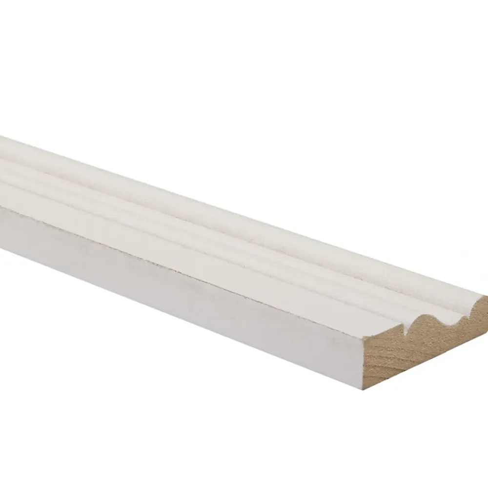 Chambranle Louis XVI en MDF doucine prépeint blanc 10x38mm L.2,44m- Moulure