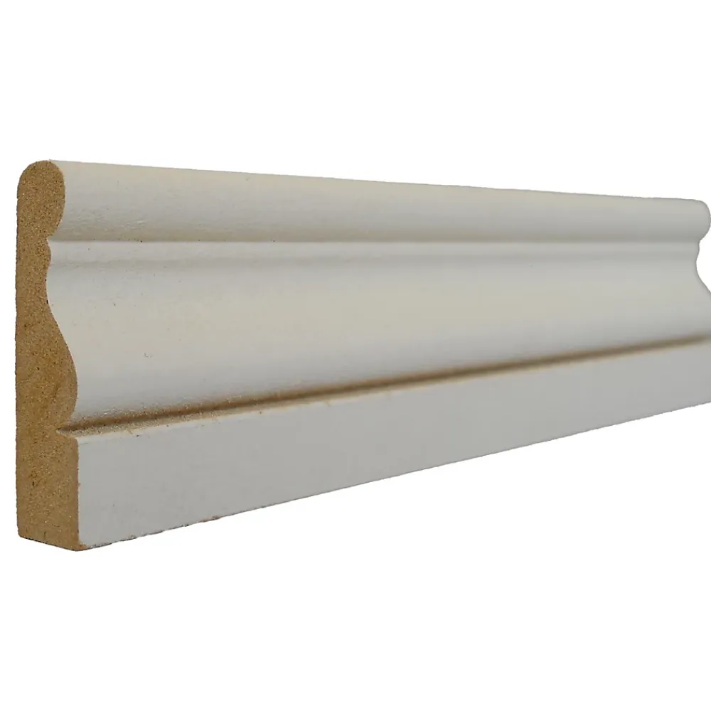 Chambranle Louis XVI en MDF doucine prépeint blanc 10x38mm L.2,44m- Moulure