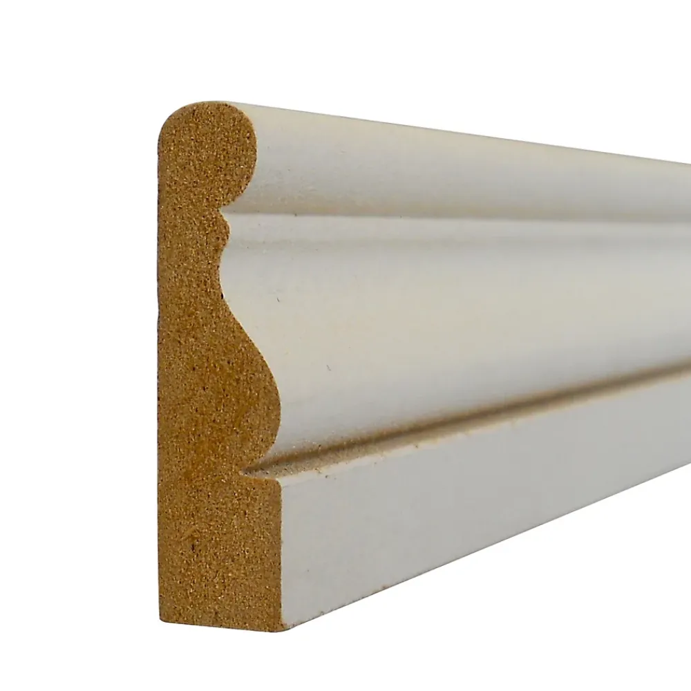 Chambranle Louis XVI en MDF doucine prépeint blanc 10x38mm L.2,44m- Moulure