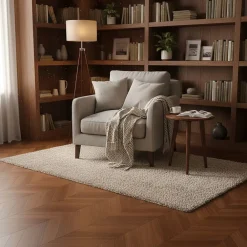 Dileci ÉCHANTILLON - Parquet massif chêne français, Pointe de Hongrie, Chevron 600x120x15 mm, Teinte foncée Élégante -- Parquet Chevron|Voir Tous Les Parquets