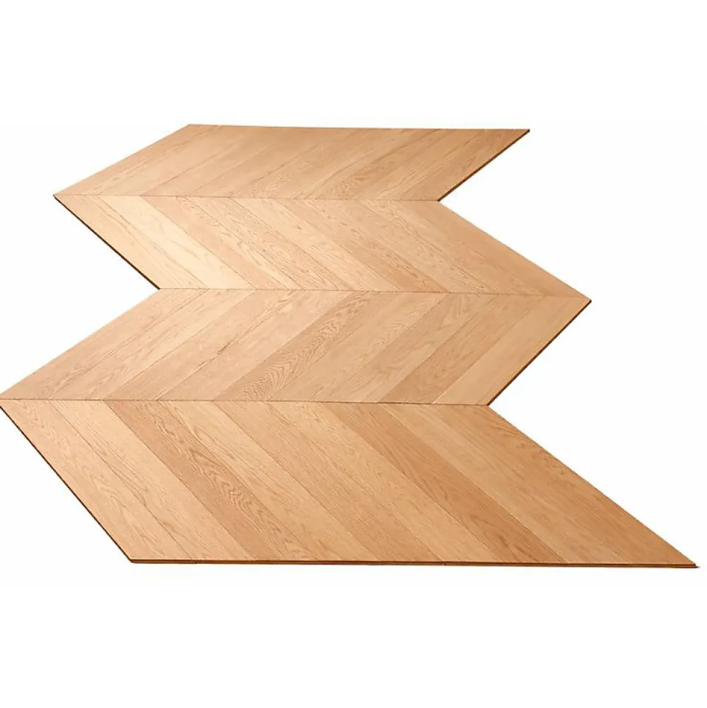 Dileci Parquet Chevron|Voir Tous Les Parquets<ÉCHANTILLON - Parquet massif chêne français, Point de Hongrie , Chevron taille 600x120x15 mm, Teinte bois naturel -