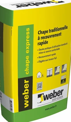 Weber Chape traditionnelle à recouvrement rapide CHAPE EXPRESS - Sac de 25 Kg- Ragréage Et Primaire Pour Carrelage