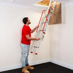 BPS Access Solutions Échelle de grenier coulissante aluminium 2 sections avec main courante, Charge max. 150 kg, EN14975, BPS Depot- Escalier Escamotable