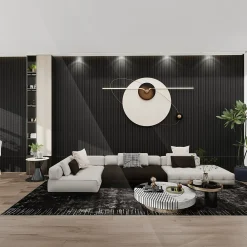 Frankystar Chopin - Lot de 6 Panneaux Acoustiques Décoratifs 235x18 cm pour Intérieur et Extérieur en WPC Noir- Lambris Mural