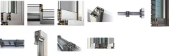 3 in 1 Châssis coulissant en aluminium 2 ventaux SMARTIA 350 (L.:2600mm x H.:2200mm) Noir RAL 9005- Baie Vitrée Coulissante