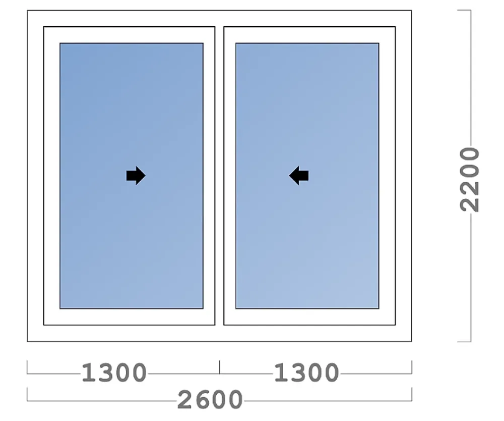 3 in 1 Baie Vitrée Coulissante<Châssis coulissant en aluminium 2 ventaux SMARTIA 350 (L.:2600mm x H.:2200mm) Gris antracite RAL 7016