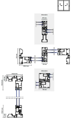 3 in 1 Baie Vitrée Coulissante<Châssis coulissant en aluminium à soulèvement 4 ventaux SMARTIA S560 (L.:4450mm x H.:2200mm) Gris antracite RAL 7016