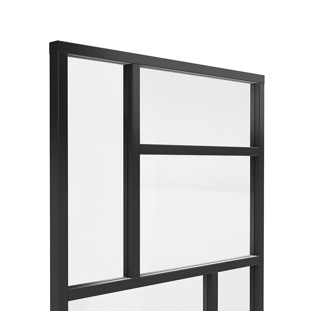 Foge Claustra avec vitrage et structure en MDF noir mat style industriel 244,5 x 89,4 x 4 cm- Claustra Intérieur|Cloison Amovible