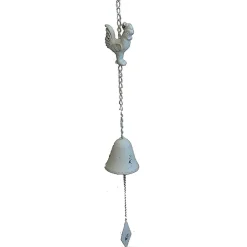 La Grande Prairie Clochette Coq fer blanc 10x65cm- Poignée De Porte Extérieure