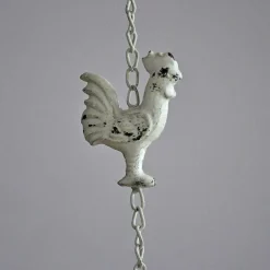 La Grande Prairie Clochette Coq fer blanc 10x65cm- Poignée De Porte Extérieure