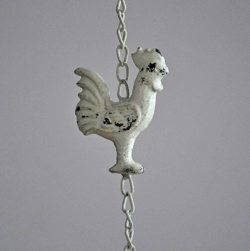 La Grande Prairie Clochette Coq fer blanc 10x65cm- Poignée De Porte Extérieure