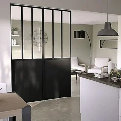 Geom Cloison Amovible<Cloison amovible 3-en-1 esprit atelier Axioma noire H.250 x l.80 cm