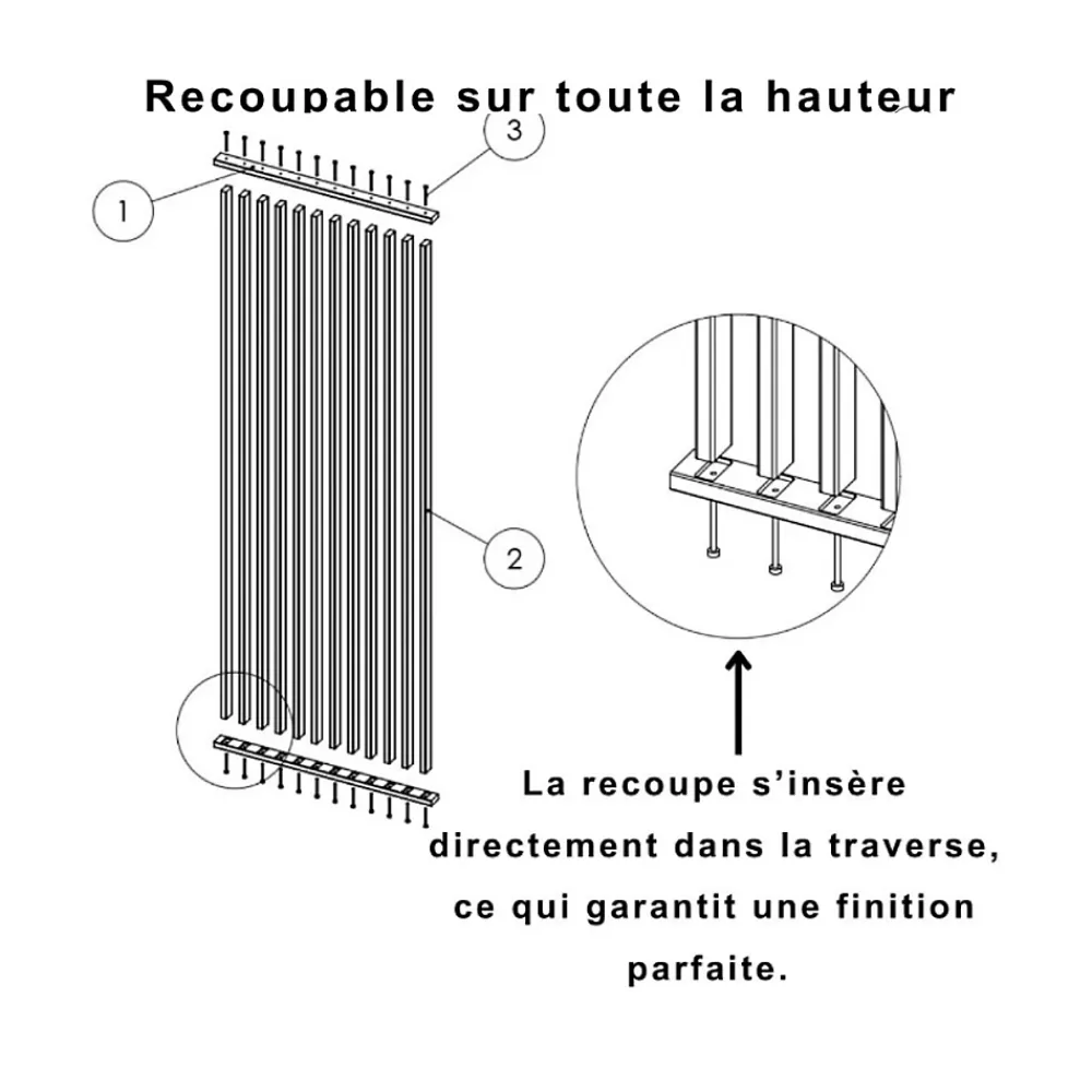 Wood&Sens Cloison de séparation claustra amovible Pin, H.2,03 m x l.80 cm, P. 5 cm- Cloison Amovible