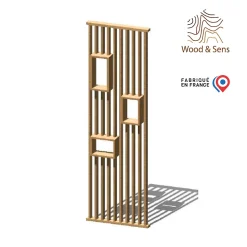 Wood&Sens Cloison Amovible<Cloison de séparation claustra droit étagères chêne, H.2,54 m x l.80 cm, P.7,5 cm