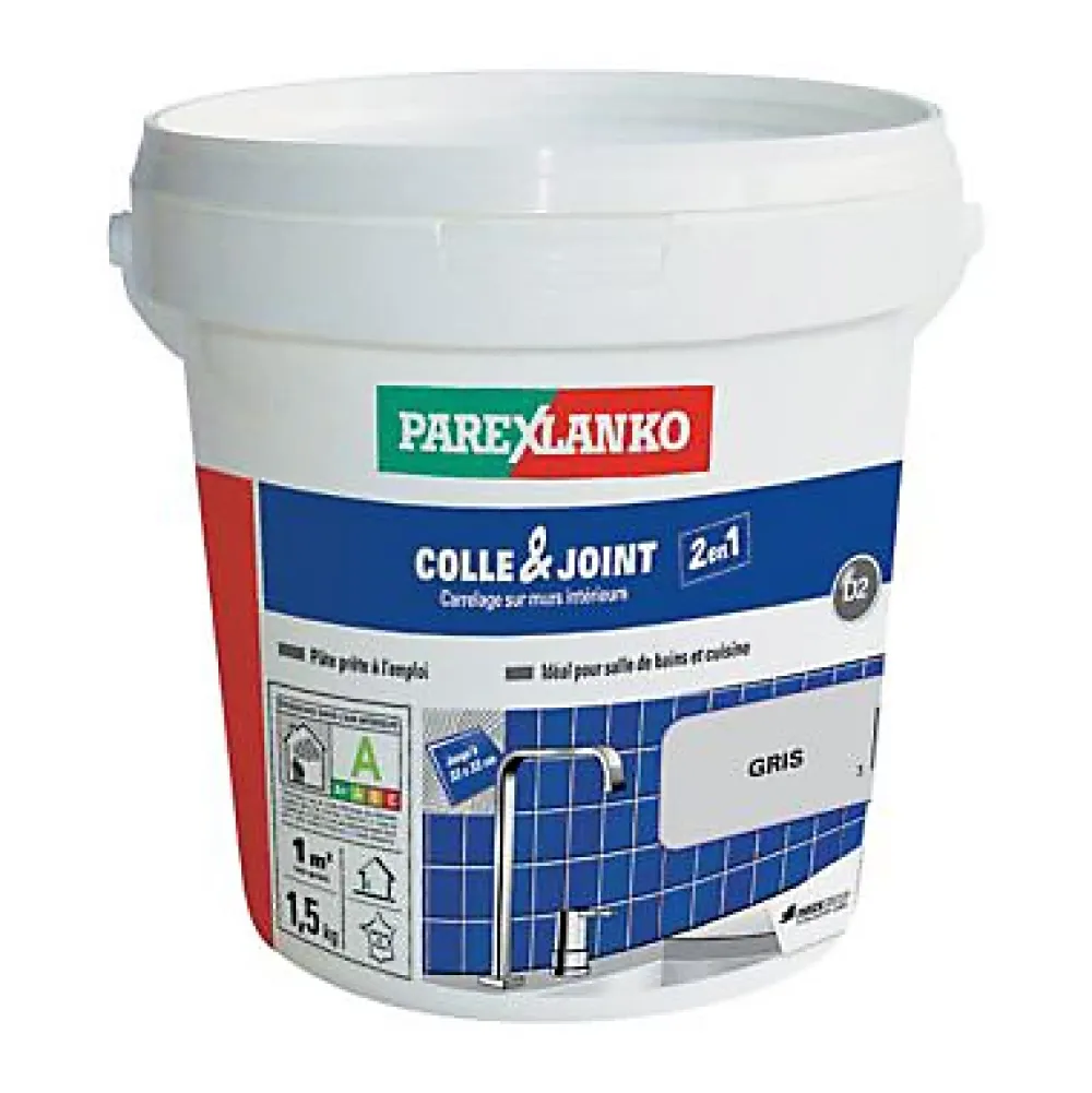 Parexlanko Colle & joint pâte gris 1,5 kg- Colle Carrelage Mural|Joint Carrelage Mural