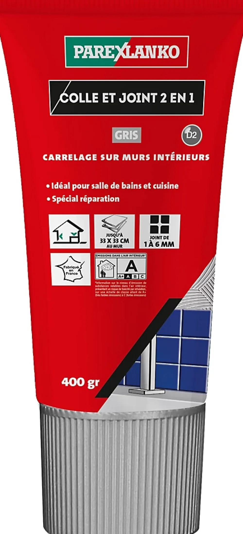 Parexlanko Colle & joint pâte gris 1,5 kg- Colle Carrelage Mural|Joint Carrelage Mural