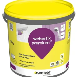Weber Colle allégée pour carrelage spéciale salle de bain .FIX PREMIUM ² (D2 ET) - Le Seau de 17 Kg - BLANC- Colle Carrelage Sol