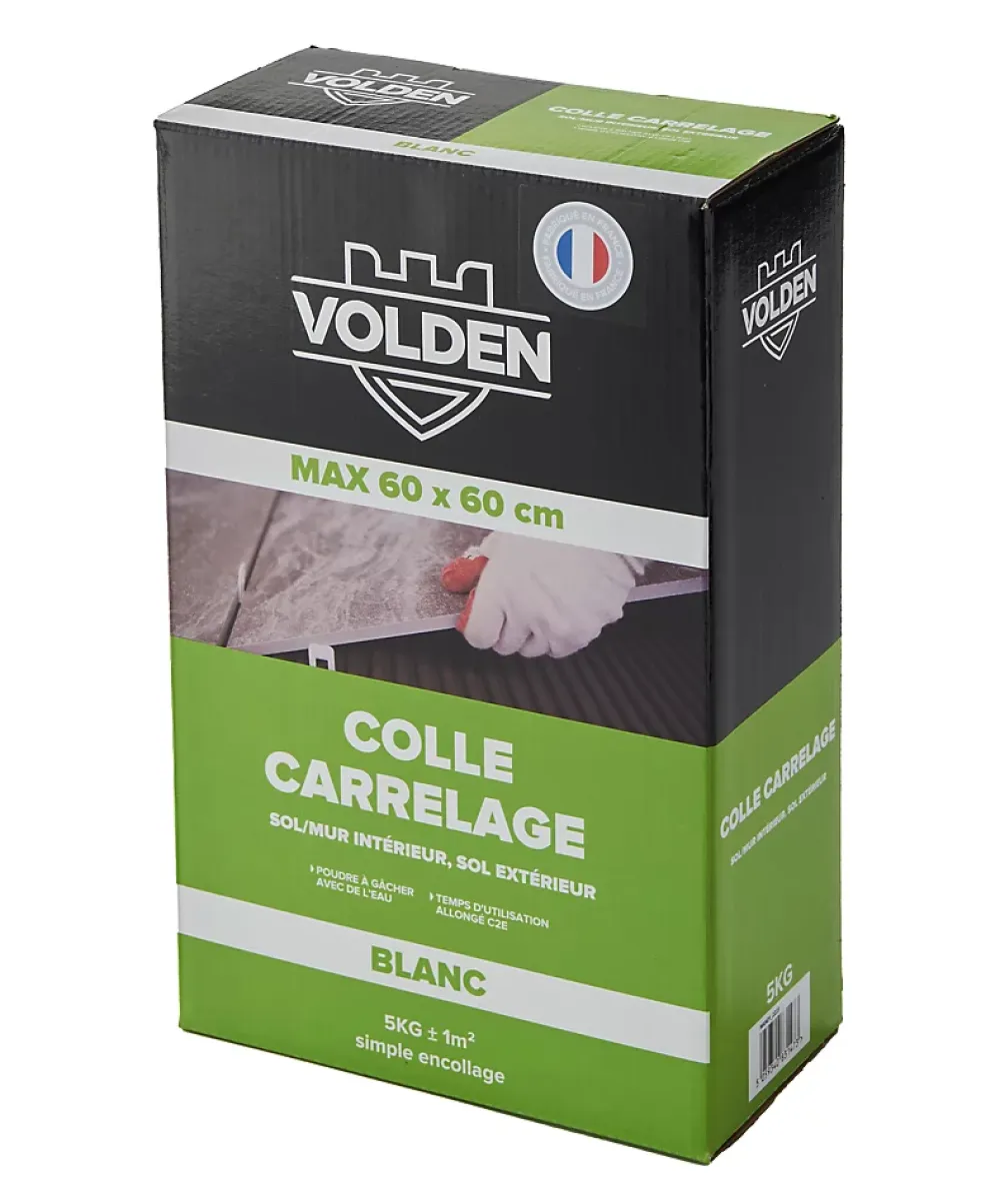 Volden Colle carrelage sol int/ext et mur intérieur blanc C2E 5kg- Colle Carrelage Sol|Colle Carrelage Mural