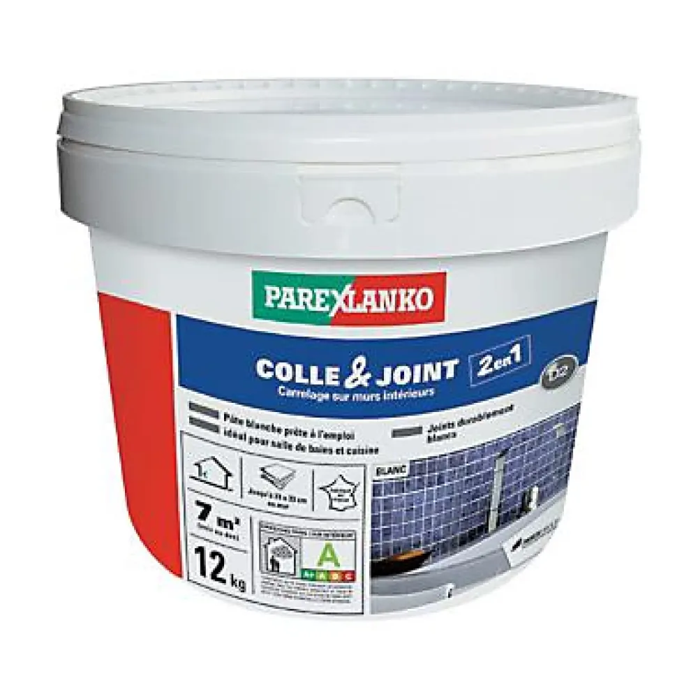 Parexlanko Colle et joint carrelage mur intérieur blanc 12kg- Colle Carrelage Mural