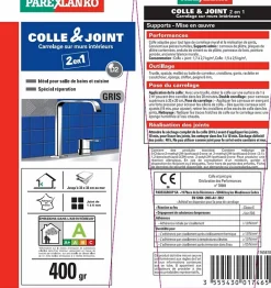 Parexlanko Colle et joint carrelage mur intérieur gris 400 g- Colle Carrelage Mural