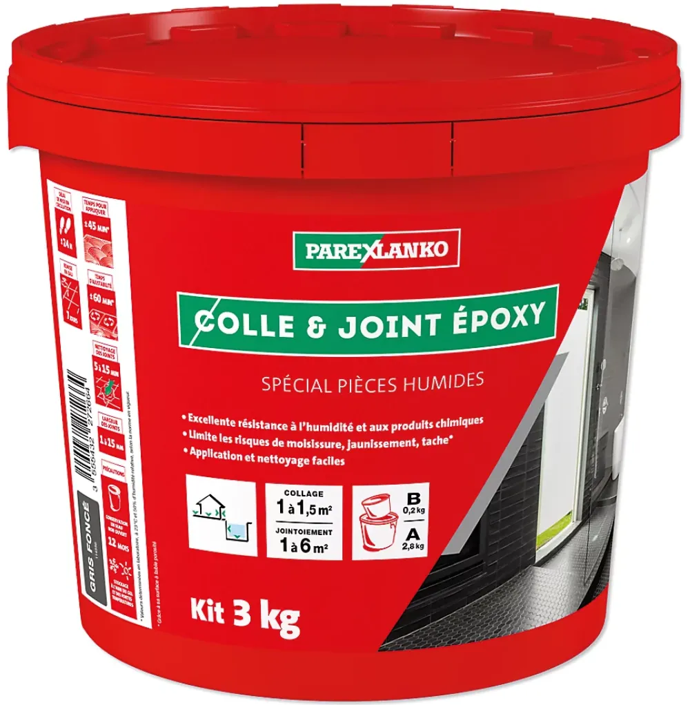 Parexlanko Colle Carrelage Sol|Colle Carrelage Mural<Colle et joint Epoxy spécial pièces humides Gris foncé 3 kg