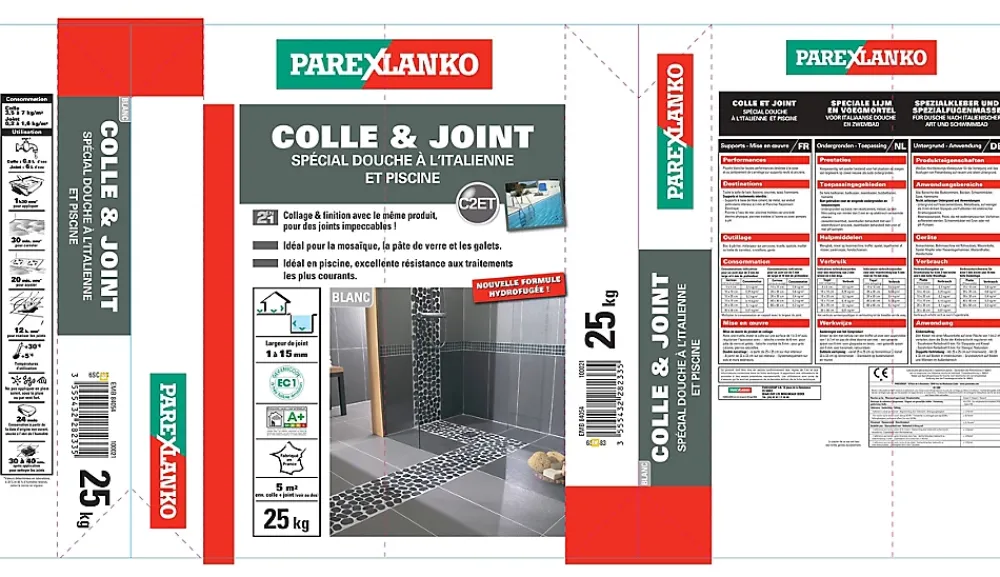 Parexlanko Colle Carrelage Sol<Colle et joint spéciale douche italienne 25 kg