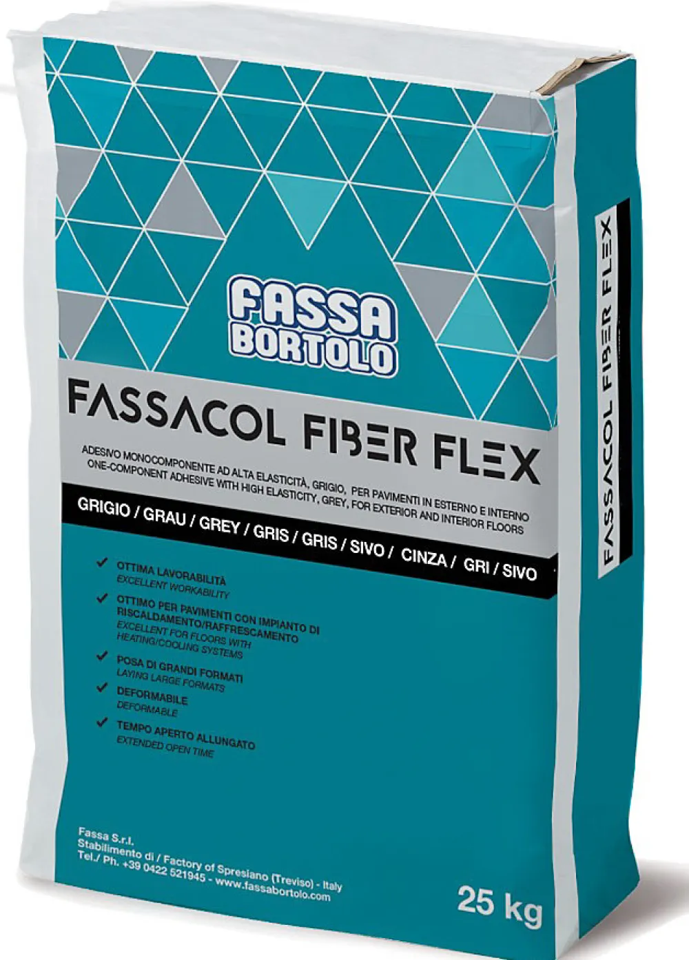 Fassa Bortolo Colle flexible pour carrelage (C2TES1) FASSACOL FIBER FLEX - Sac de 25 Kg - GRIS- Colle Carrelage Sol