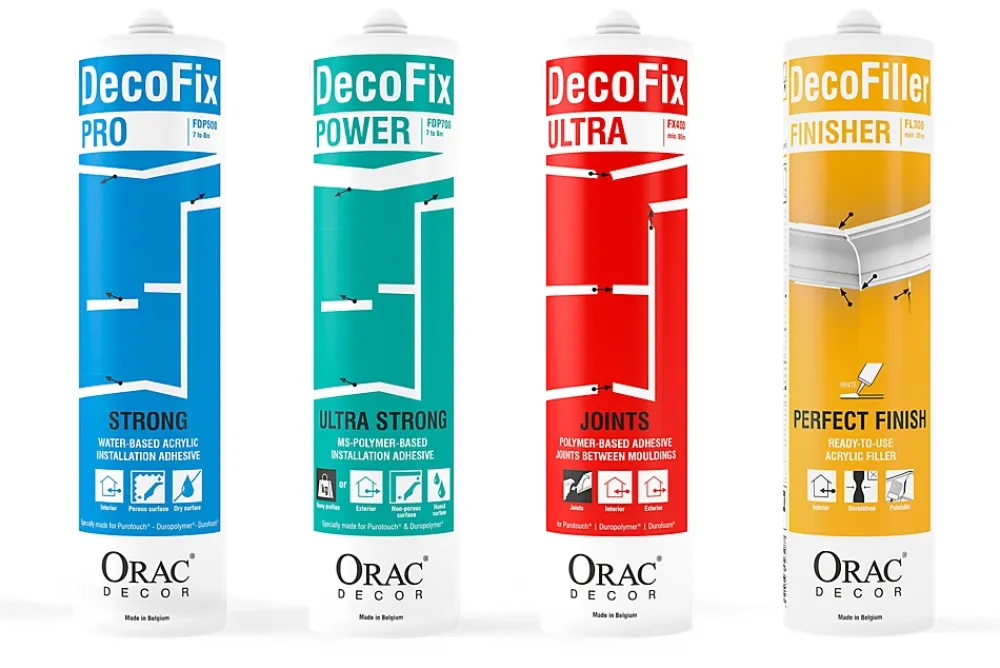 Orac Decor Colle Joint Decofix Ultra FX400 - Joint blanc base polymère pour joint entre profil A l'unité- Panneau Mural Décoratif