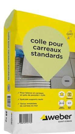 Weber Saint-Gobain Colle Carrelage Sol|Colle Carrelage Mural<Colle pour carreaux standards gris Weber 25kg