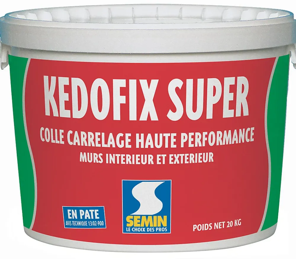 Semin Colle pour Carrelage Haute Performance Kedofix , Prêt à l'emploi, Intérieur/extérieur, seau de 20 kg- Colle Carrelage Sol