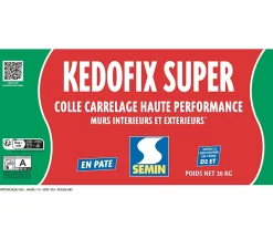 Semin Colle pour Carrelage Haute Performance Kedofix , Prêt à l'emploi, Intérieur/extérieur, seau de 20 kg- Colle Carrelage Sol