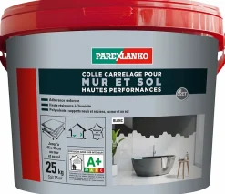 Parexlanko Colle pour carrelage mur et sol intérieur hautes performances blanc 25 kg- Colle Carrelage Sol|Colle Carrelage Mural