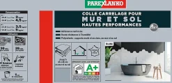 Parexlanko Colle pour carrelage mur et sol intérieur hautes performances blanc 25 kg- Colle Carrelage Sol|Colle Carrelage Mural