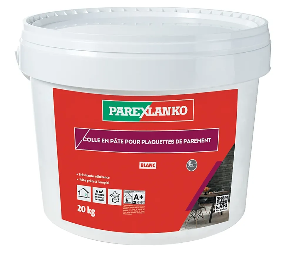 Parexlanko Colle pour plaquettes de parement intérieur blanc pâte 20kg- Plaquette De Parement|Plaquette De Parement